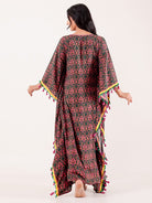 The Kaftan Company Kaftan Green & Pink Ornate Printed Modal Kaftan