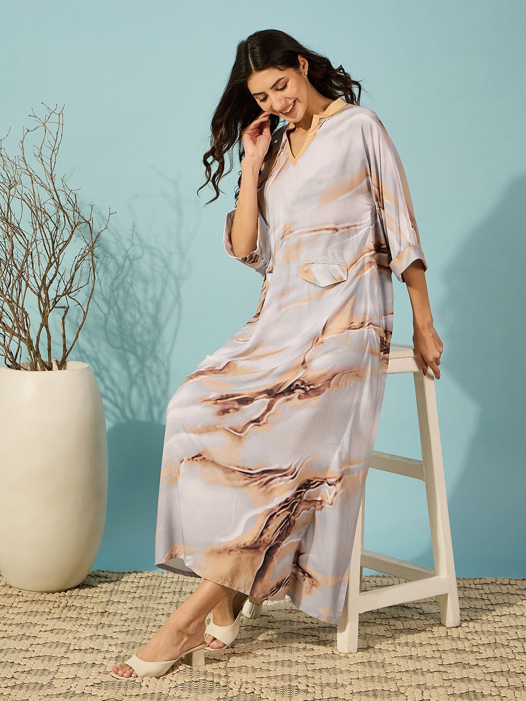 The Kaftan Company Kaftan Grey Marble Gradient Super Soft Kaftan