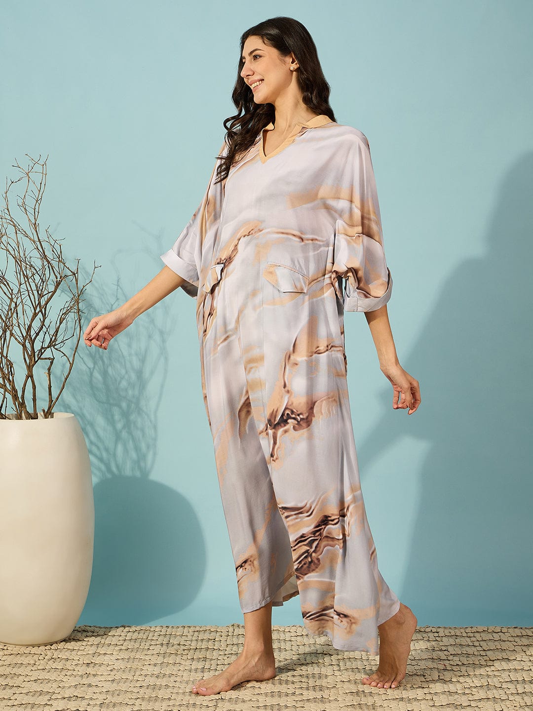 The Kaftan Company Kaftan Grey Marble Gradient Super Soft Kaftan