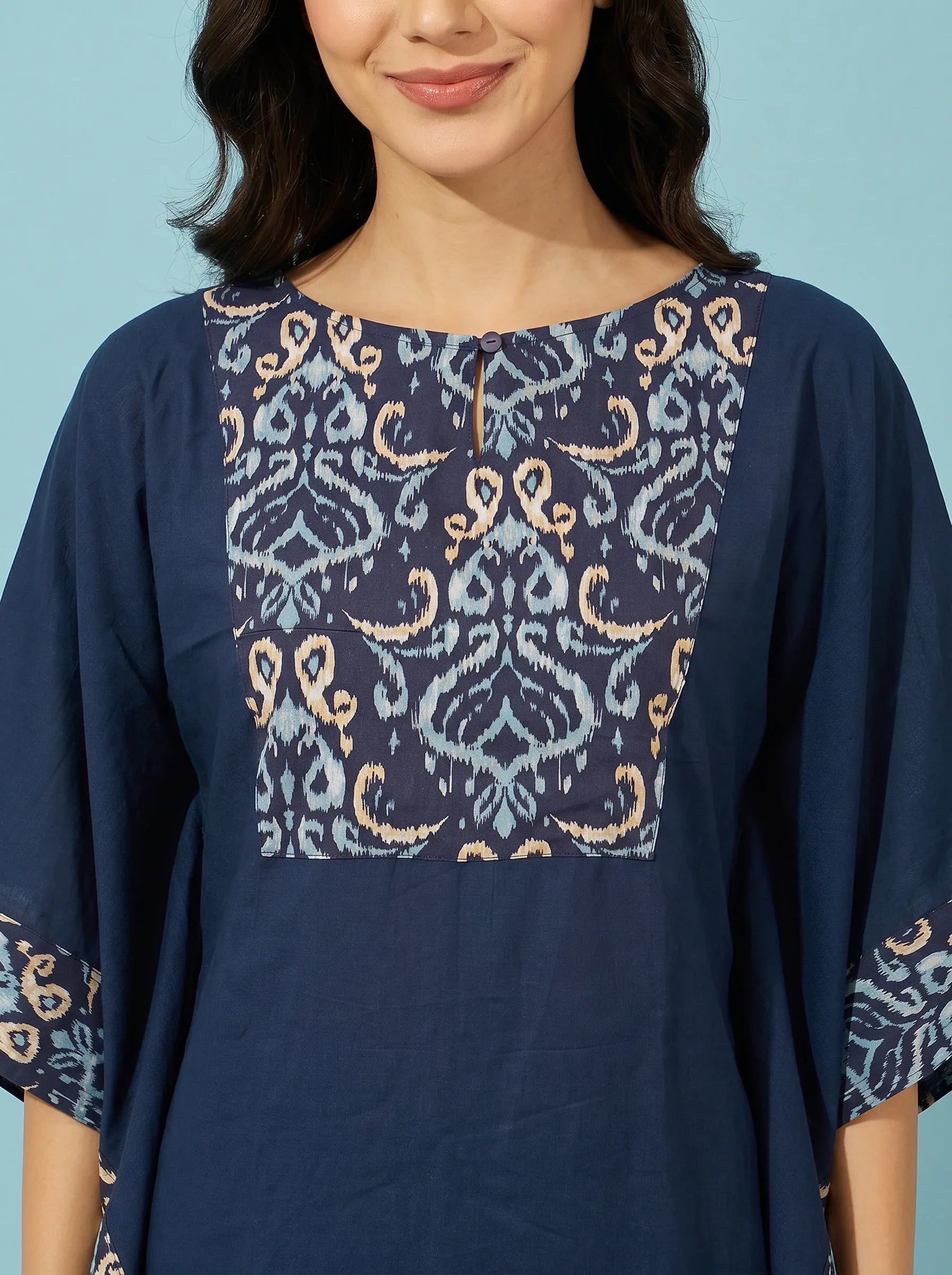The Kaftan Company Kaftan Ikat Print Panel Maxi Kaftan