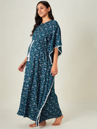 The Kaftan Company Kaftan Ink Blue Florets Maternity Kaftan