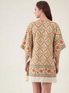 The Kaftan Company Kaftan Ivory Trellis Floral Print Short Kaftan with Side Ties
