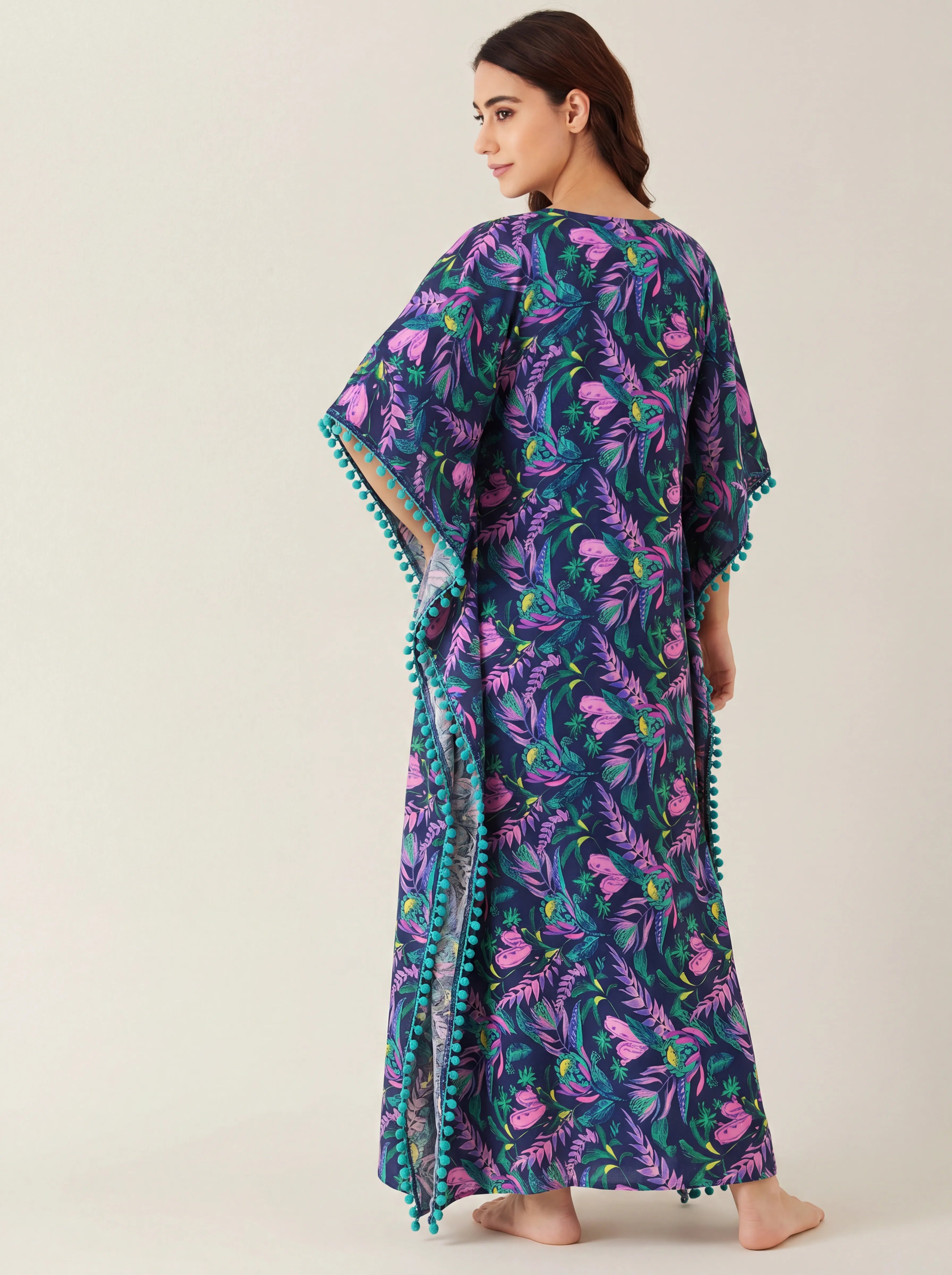 The Kaftan Company Kaftan Jungle Bloom Print Maxi Kaftan