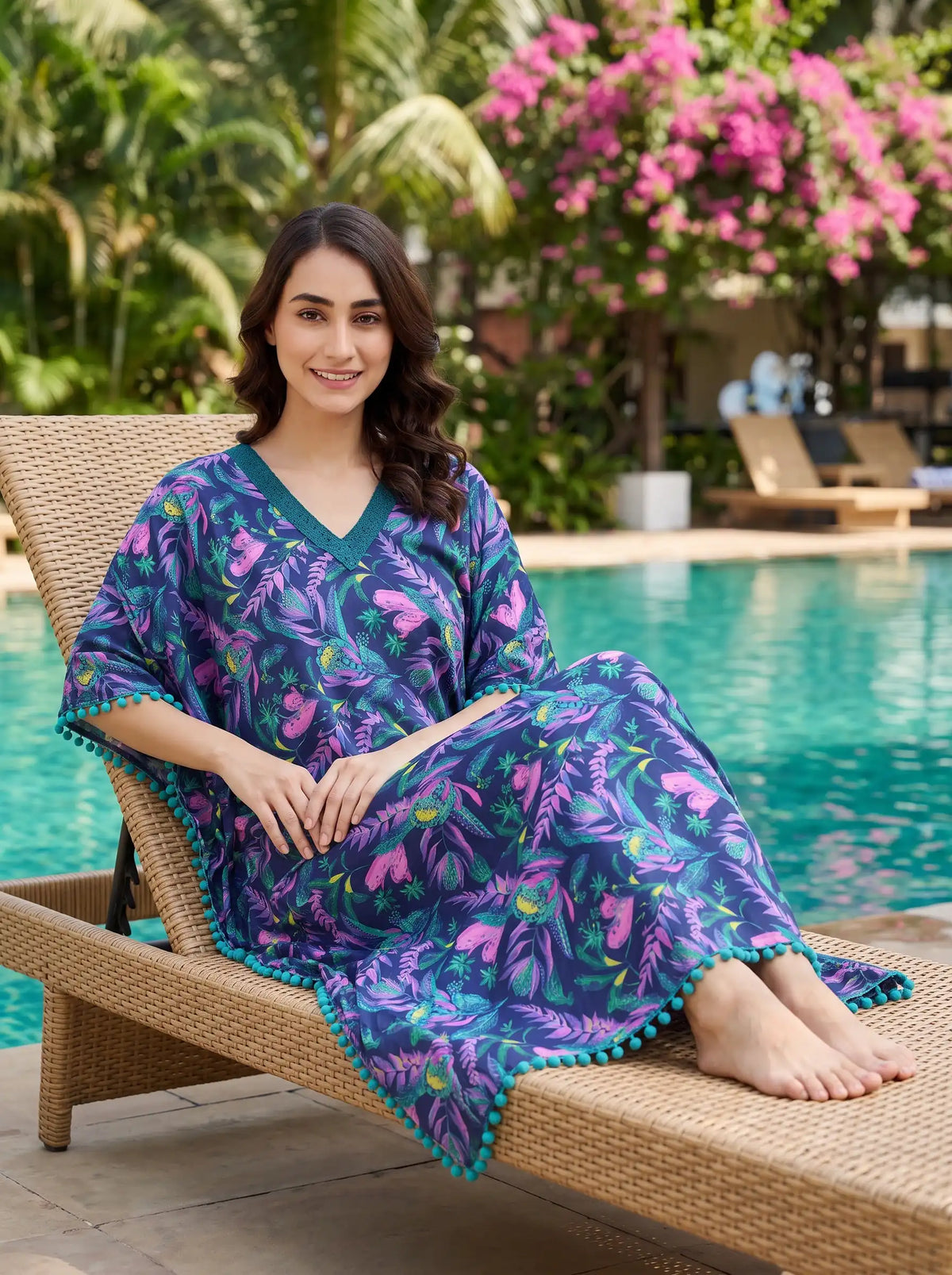 The Kaftan Company Kaftan Jungle Bloom Print Maxi Kaftan