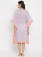The Kaftan Company Kaftan Lilac Floral Print Short Kaftan with Statement Iris Motif