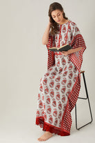 The Kaftan Company Kaftan Maroon Mystic Block Maxi Kaftan with Lace Hem