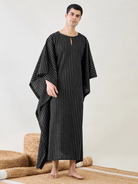 The Kaftan Company Kaftan Men's Black Striped Cotton Kaftan
