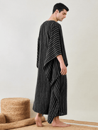 The Kaftan Company Kaftan Men's Black Striped Cotton Kaftan