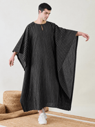 The Kaftan Company Kaftan Men's Black Striped Cotton Kaftan