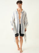 The Kaftan Company Kaftan Mens Multi Color Striped Poncho