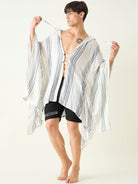 The Kaftan Company Kaftan Mens Multi Color Striped Poncho