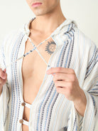 The Kaftan Company Kaftan Mens Multi Color Striped Poncho