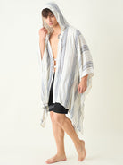 The Kaftan Company Kaftan Mens Multi Color Striped Poncho