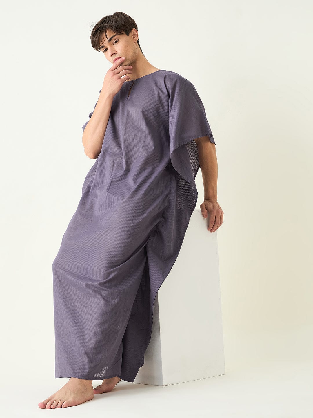 The Kaftan Company Kaftan Mens Purple Loungewear Kaftan Gown