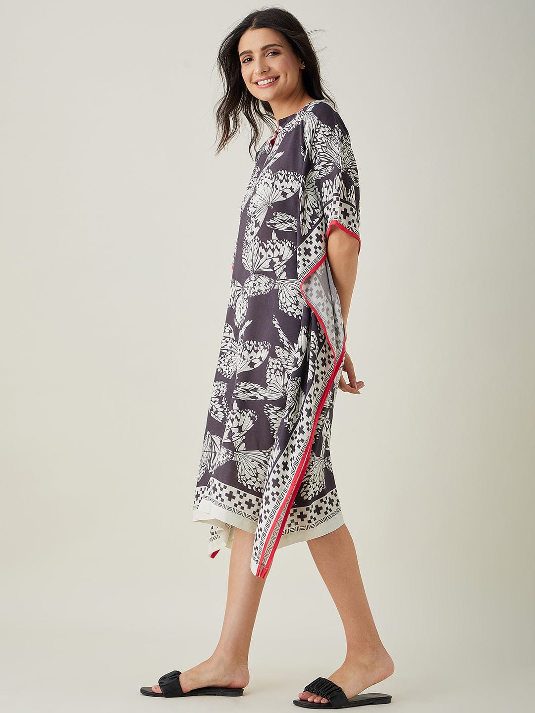 The Kaftan Company Kaftan Monochrome Flutter Modal Kaftan (Final Sale)