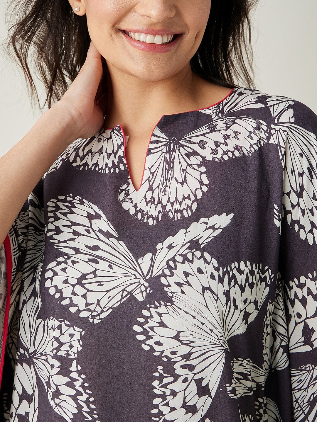 The Kaftan Company Kaftan Monochrome Flutter Modal Kaftan (Final Sale)