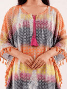 The Kaftan Company Kaftan Multi Tie-Dye Cotton Kaftan with Tassel Trim