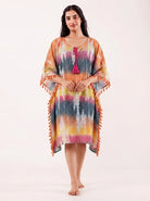 The Kaftan Company Kaftan Multi Tie-Dye Cotton Kaftan with Tassel Trim