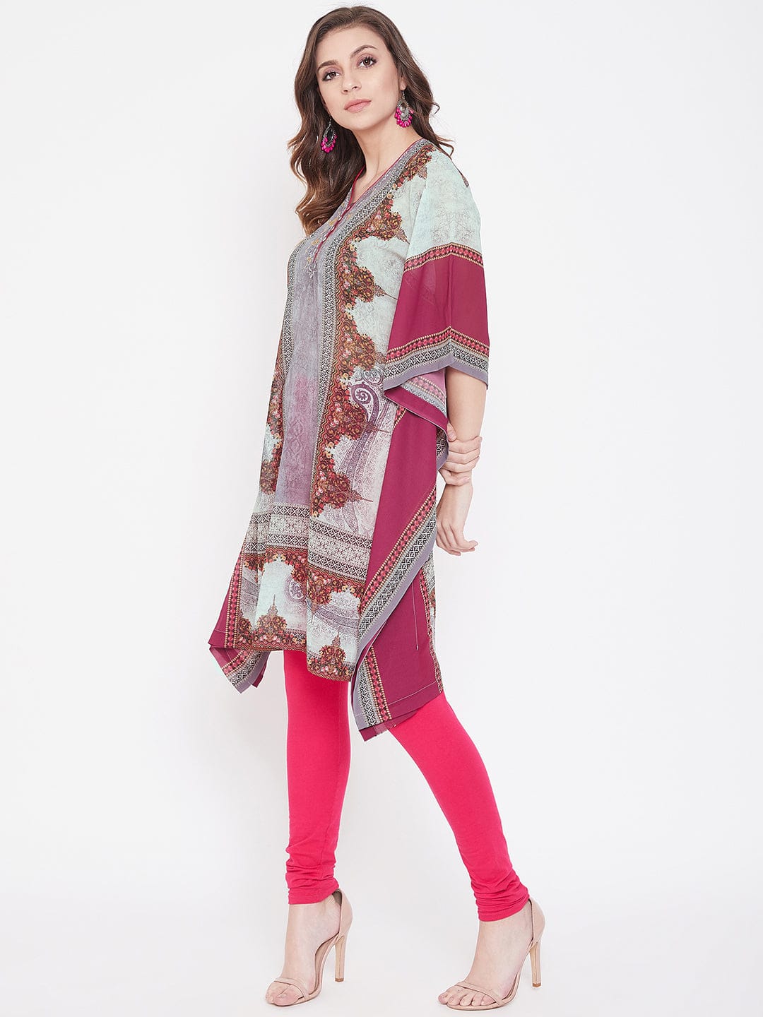 The Kaftan Company Kaftan Multicolor Ornate Print Georgette Kurta Kaftan