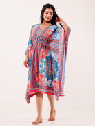 The Kaftan Company Kaftan Multicolor Ornate Printed Crepe Kaftan