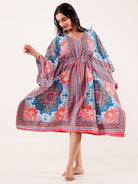 The Kaftan Company Kaftan Multicolor Ornate Printed Crepe Kaftan