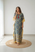 The Kaftan Company Kaftan Multicolour Mandala Printed Viscose Crepe Kaftan