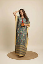 The Kaftan Company Kaftan Multicolour Mandala Printed Viscose Crepe Kaftan