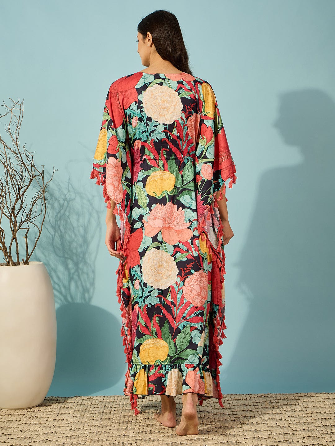 The Kaftan Company Kaftan Multicolour Super Soft Floral Maternity and Feeding Kaftan