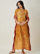 The Kaftan Company Kaftan Mustard Intricate Floral Printed  Maternity Kaftan