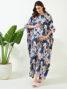The Kaftan Company Kaftan Navy Blooms Maternity and Feeding Kaftan