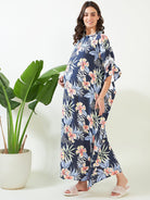 The Kaftan Company Kaftan Navy Blooms Maternity and Feeding Kaftan