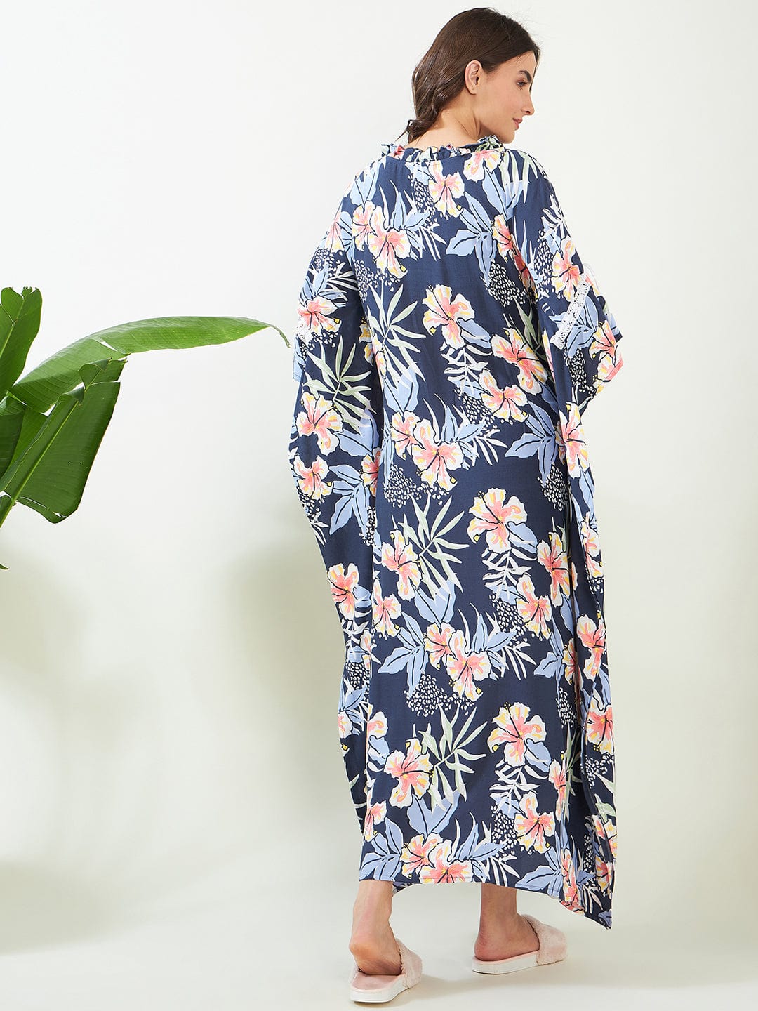 The Kaftan Company Kaftan Navy Blooms Maternity and Feeding Kaftan