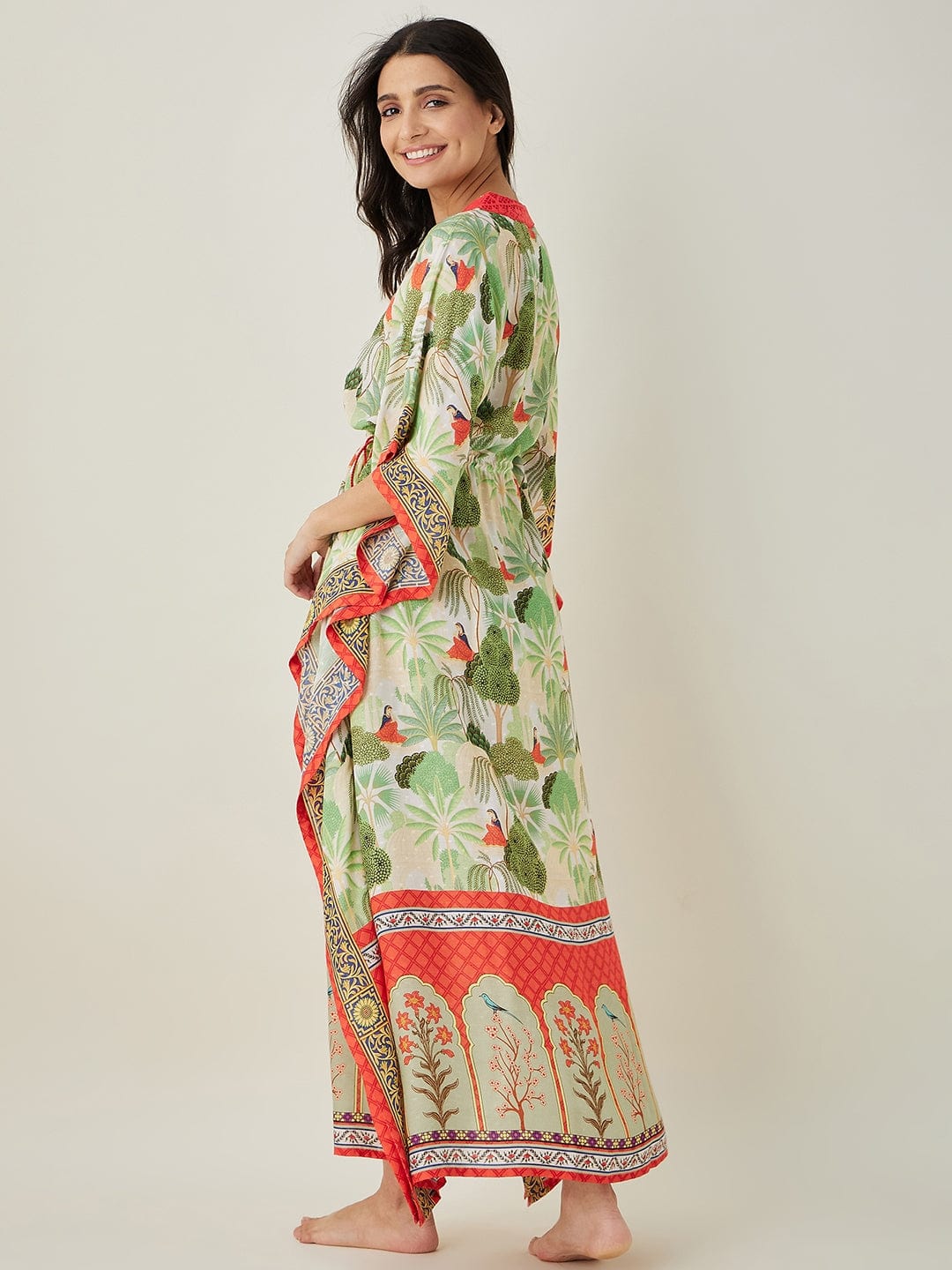 The Kaftan Company Kaftan Off White Whispering Garden Kaftan