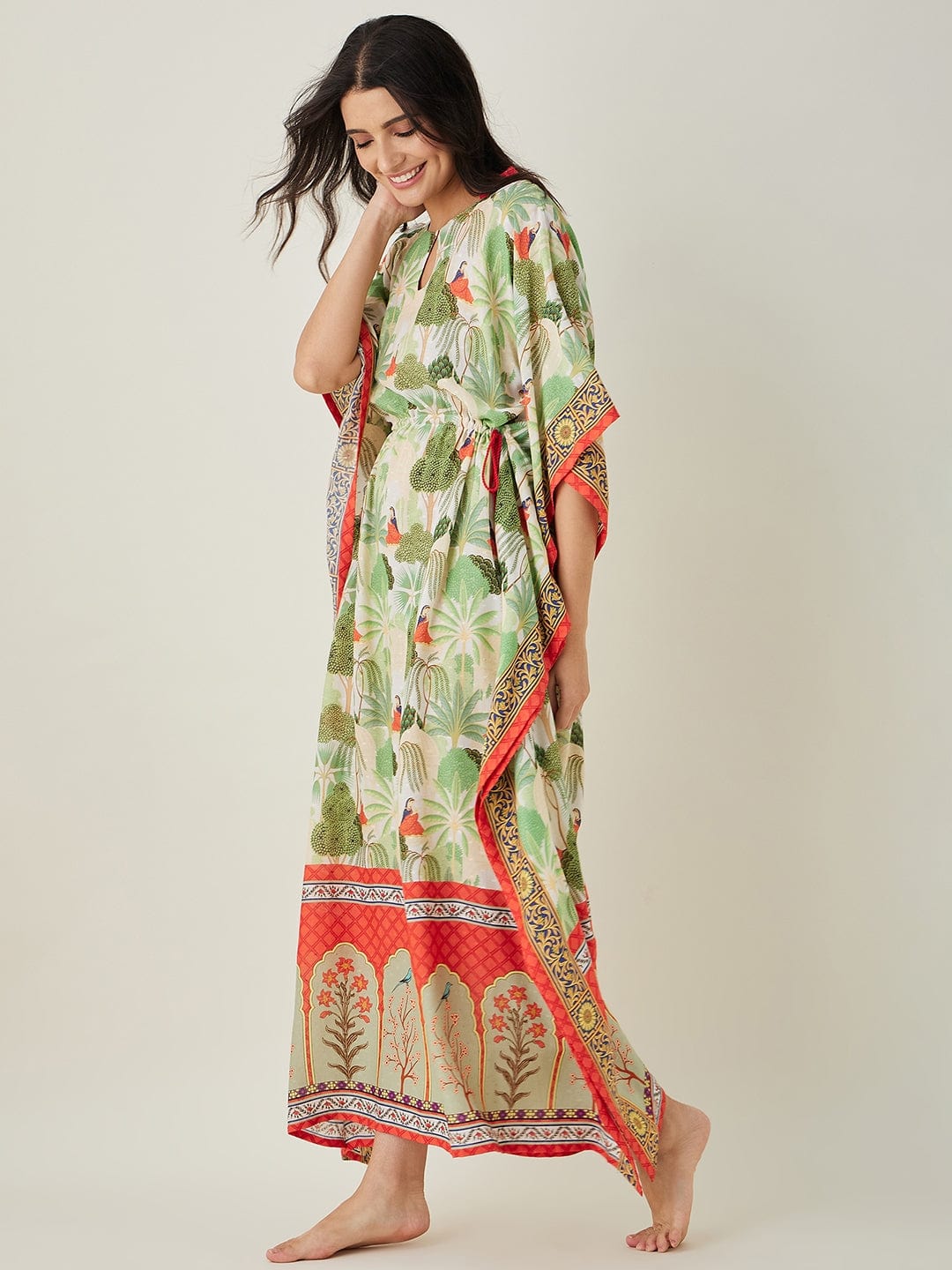 The Kaftan Company Kaftan Off White Whispering Garden Kaftan