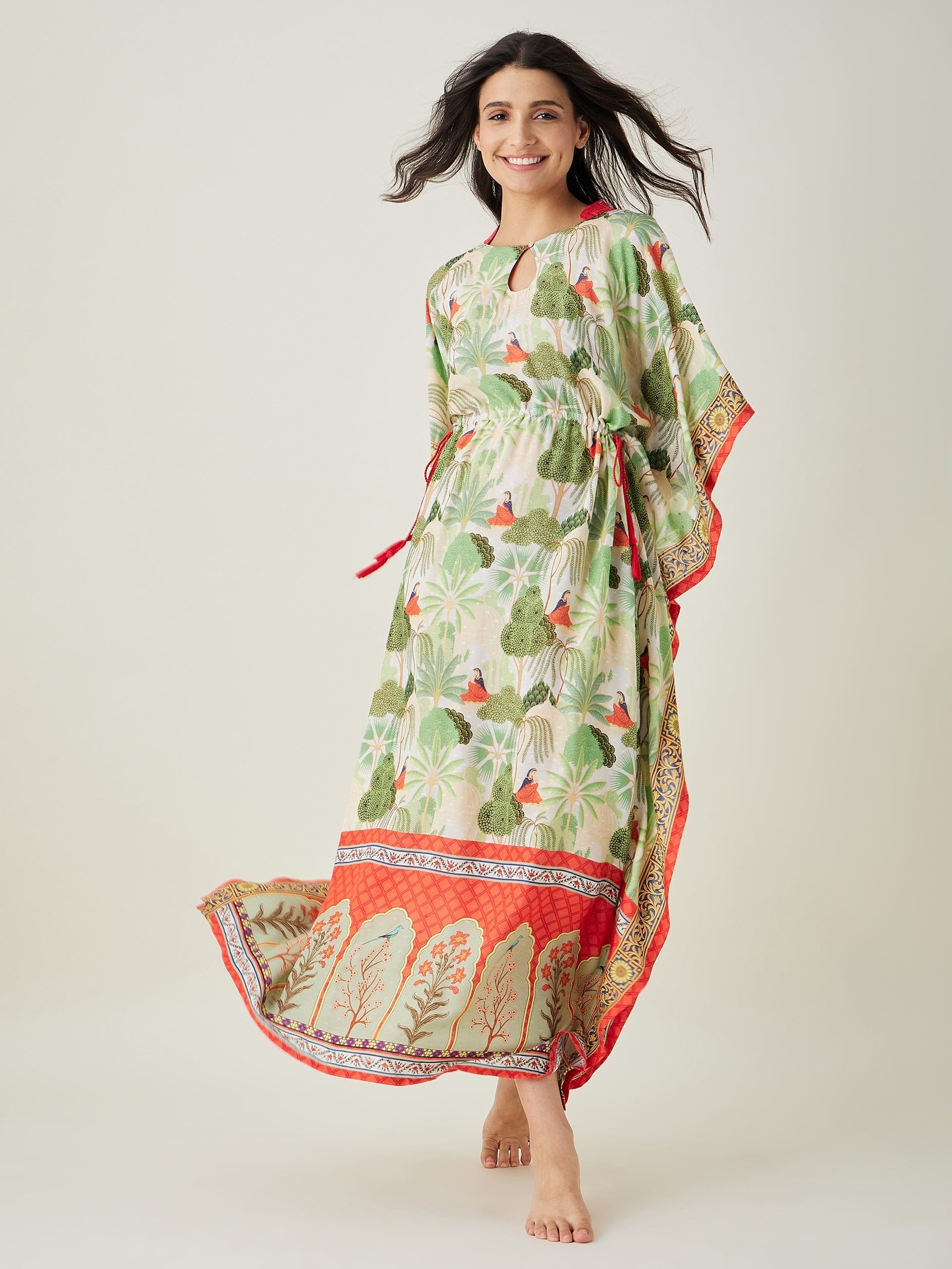 The Kaftan Company Kaftan Off White Whispering Garden Kaftan