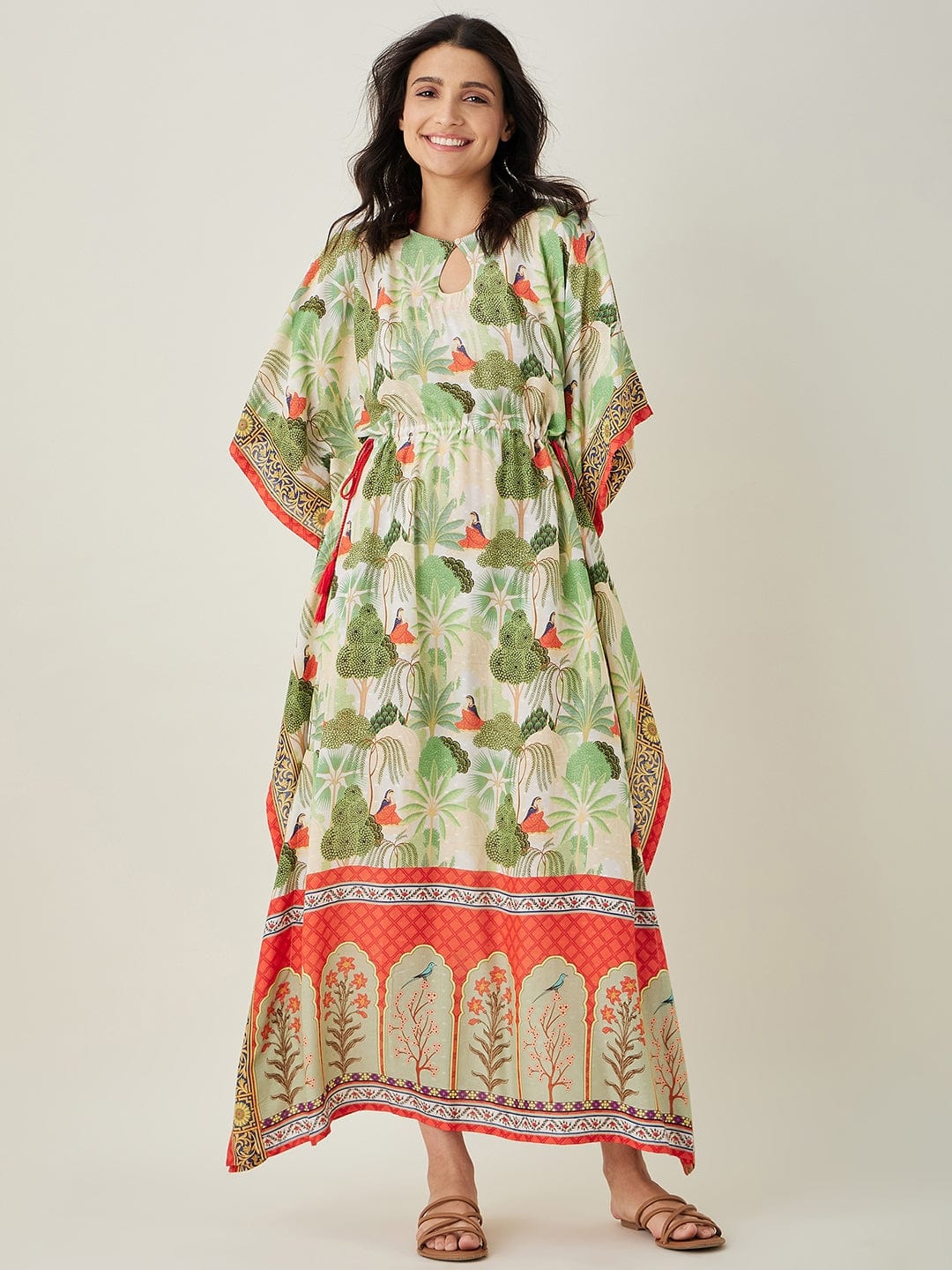 The Kaftan Company Kaftan Off White Whispering Garden Kaftan