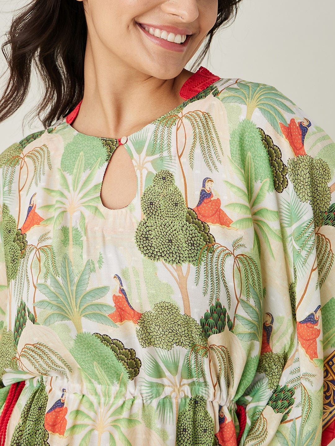 The Kaftan Company Kaftan Off White Whispering Garden Kaftan