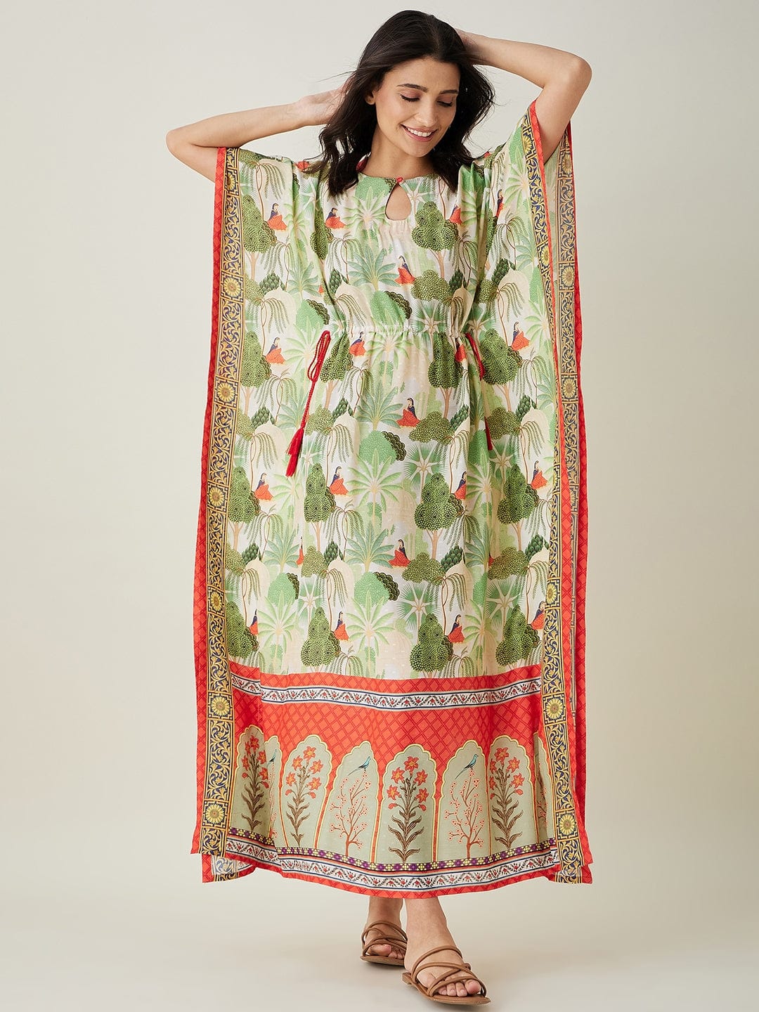 The Kaftan Company Kaftan Off White Whispering Garden Kaftan