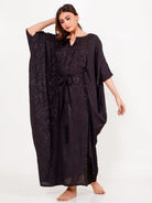 The Kaftan Company Kaftan Onesize Black Jacquard Free Size Kaftan with Pockets