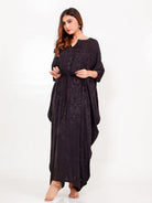 The Kaftan Company Kaftan Onesize Black Jacquard Free Size Kaftan with Pockets