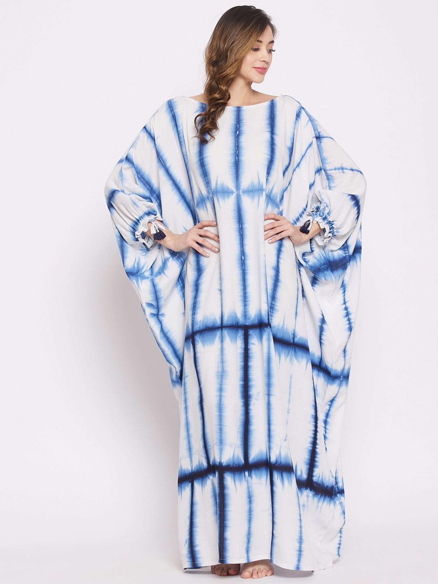 The Kaftan Company Kaftan ONESIZE Navy Blue Tie Dye Loungewear Kaftan (Final nosale)