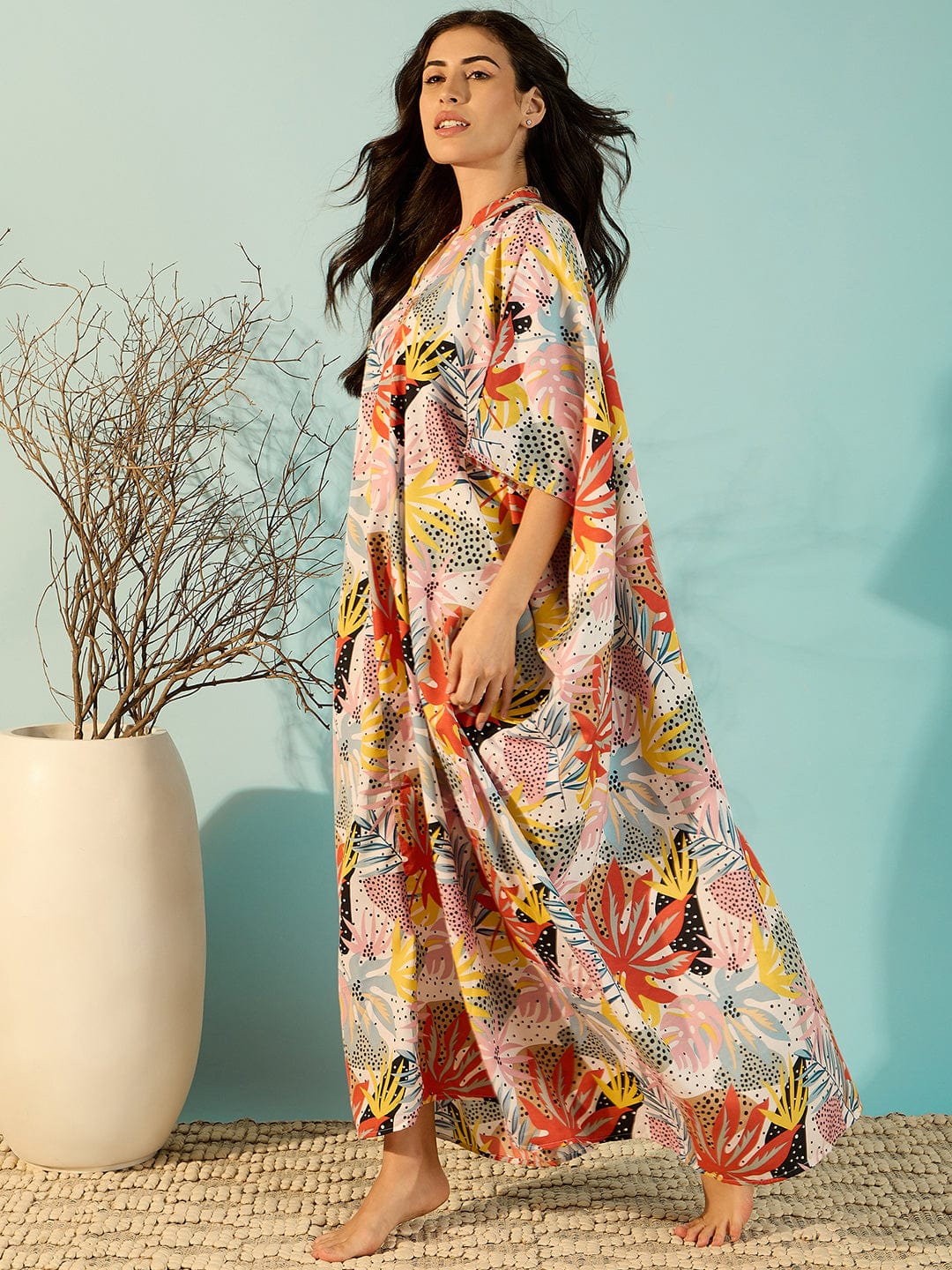 The Kaftan Company Kaftan Onesize Vibrant Moods Freesize Boho Kaftan Nightdress For Women