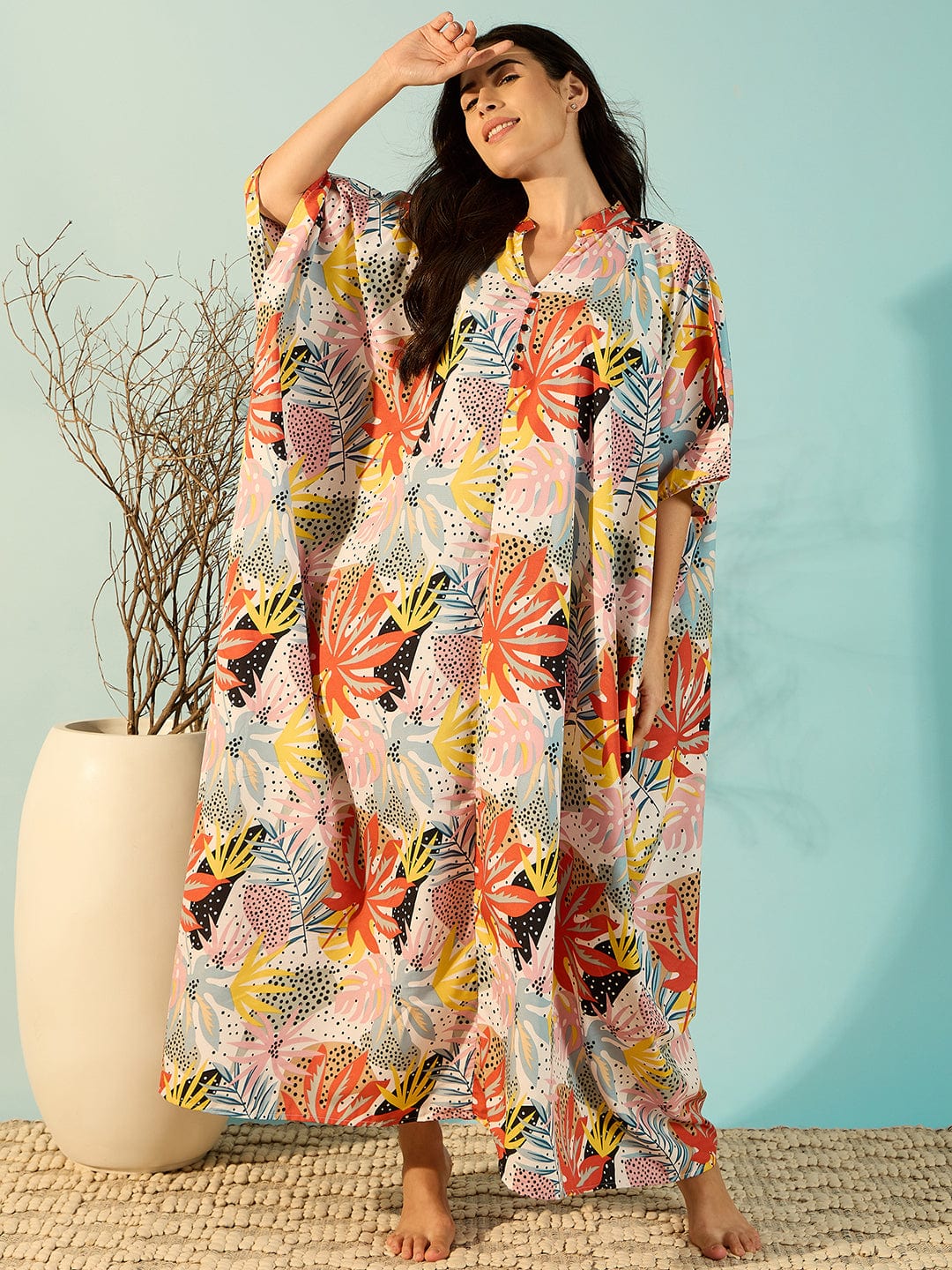 Buy Freesize Boho Maxi Length Kaftan Nightdress For Women The Kaftan Company