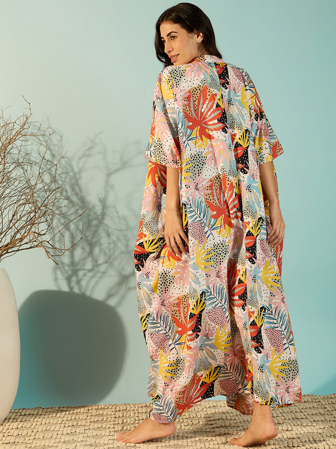 The Kaftan Company Kaftan Onesize Vibrant Moods Freesize Boho Kaftan Nightdress For Women