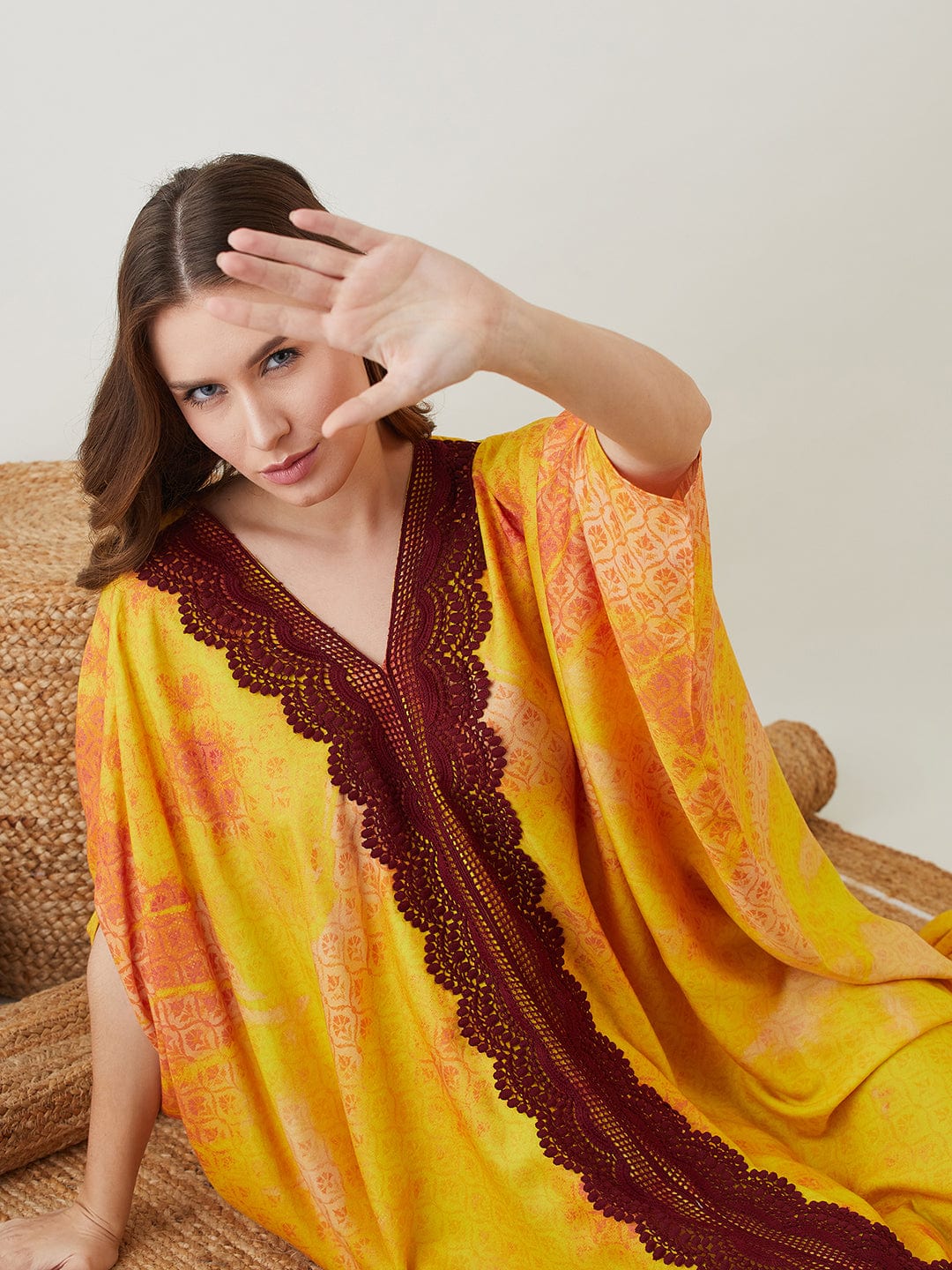 The Kaftan Company Kaftan ONESIZE Yellow Royal Egyptian Freesize Kaftan