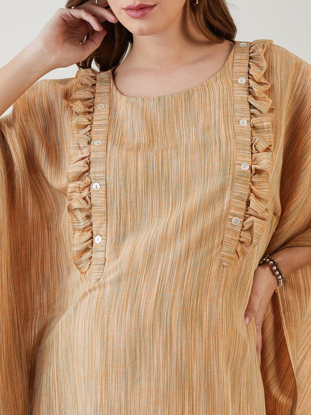 The Kaftan Company Kaftan Orange Linen Handloom Cotton Maternity Kaftan