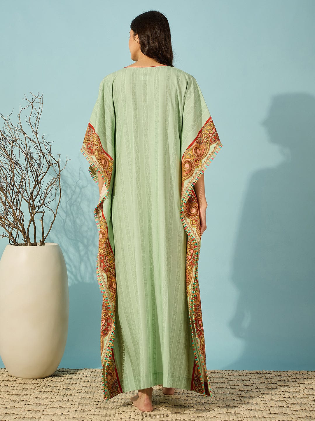 The Kaftan Company Kaftan Paisley Green Maternity & Feeding Kaftan