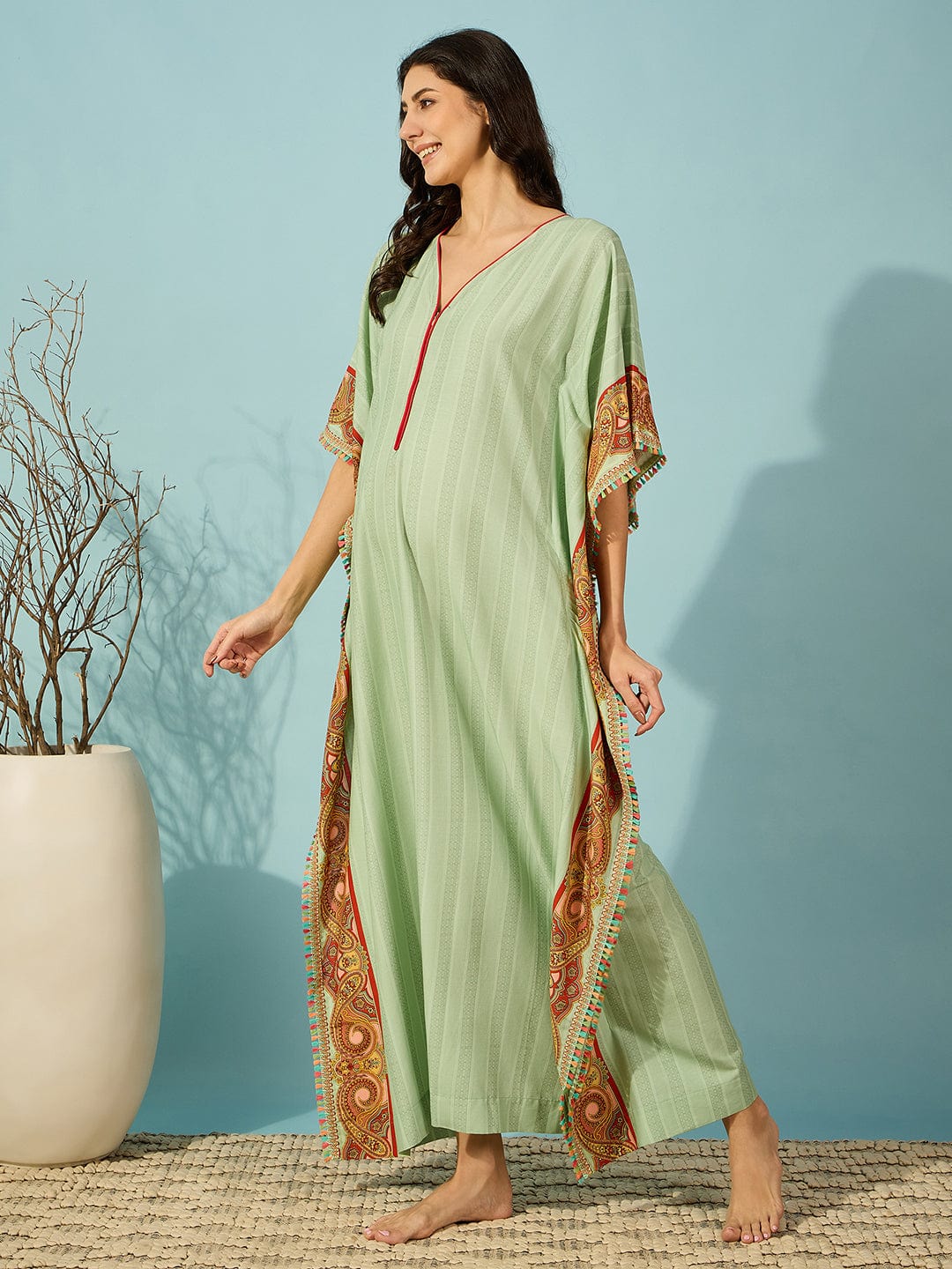The Kaftan Company Kaftan Paisley Green Maternity & Feeding Kaftan
