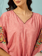 The Kaftan Company Kaftan Paisley Pink Kaftan with Pockets