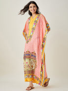 The Kaftan Company Kaftan Peach and Yellow Ornate Floral Kaftan
